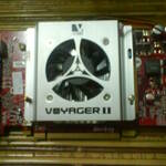 Hard disk cooler mounted on a GPU with motherboard standoffs.