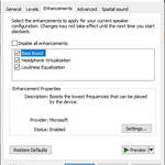 Screen capture of Windows' Headphones Properties under Sound Control Panel applet.