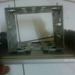 Front view of the hard disk cage, without the fan.