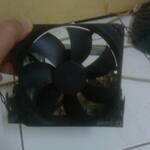 Front view of the cage with the fan installed.