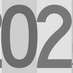 A minimalist 2025 new year's poster depicting 2025 with the digit five overlapping the number four.