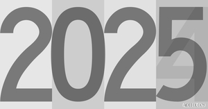 A minimalist 2025 new year's poster depicting 2025 with the digit five overlapping the number four.