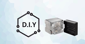 An image with the words D.I.Y and a Cooler Master hard disk cage, over a light blue background.
