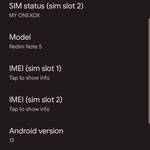 Screenshot of a Redmi Note 5 Pro, showing it's 'About phone' screen.